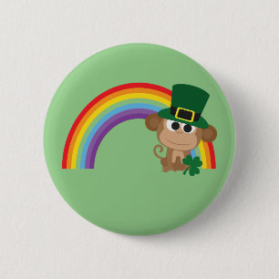Badge Rond 5 Cm Cute Singe Leprechaun