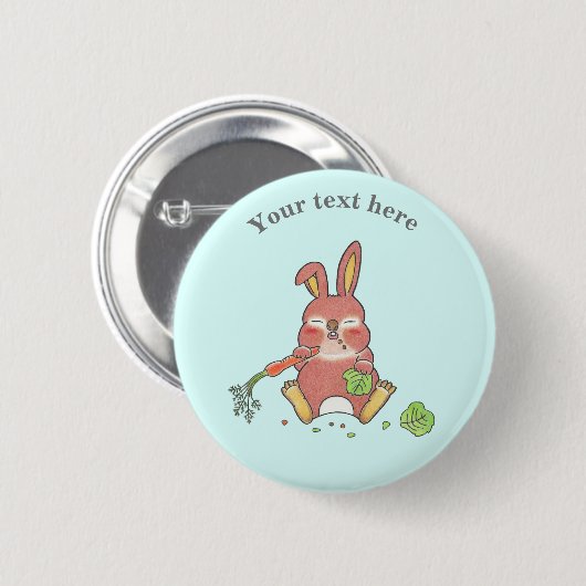 Badge Rond 5 Cm Cute Sleepy Bunny Rabbit Blue (Devant & derrière)