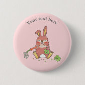 Badge Rond 5 Cm Cute Sleepy Bunny Rabbit Pink (Devant)