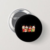Badge Rond 5 Cm Cute Snowman Coffee Lover Latte Gingerbread Funny (Devant & derrière)