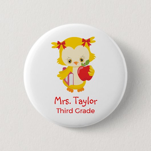 Badge Rond 5 Cm Cute teacher owl (Devant)