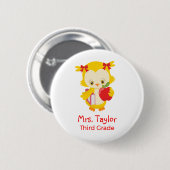 Badge Rond 5 Cm Cute teacher owl (Devant & derrière)