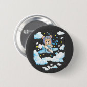 Badge Rond 5 Cm Cute Teddy Bear Pilot Airplane (Devant & derrière)