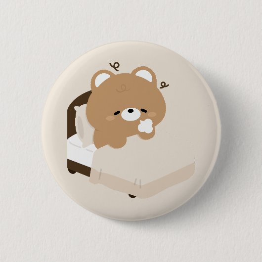 Badge Rond 5 Cm Cute Tired Brown Bear (Devant)