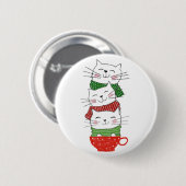 Badge Rond 5 Cm Cute Trois Chats Stoppé Coupe Écharpes de vacances (Devant & derrière)