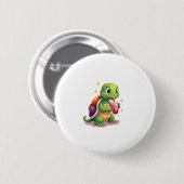 Badge Rond 5 Cm Cute turtle drinking boba. Funny Boba Turtles Love (Devant & derrière)