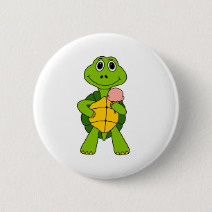 Badge Rond 5 Cm Cute Turtle Manger Ice Cream Cartoon