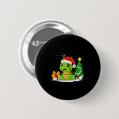 Badge Rond 5 Cm Cute Turtle Santa Christmas Tree Lights Xmas Pajam (Devant & derrière)