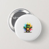 Badge Rond 5 Cm Cute Turtle Wearing Sunglasses Paint Splash Sea An (Devant & derrière)