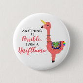 Badge Rond 5 Cm Cute Unicorn Flamant rose Llama Inspirant Unifllam (Devant)