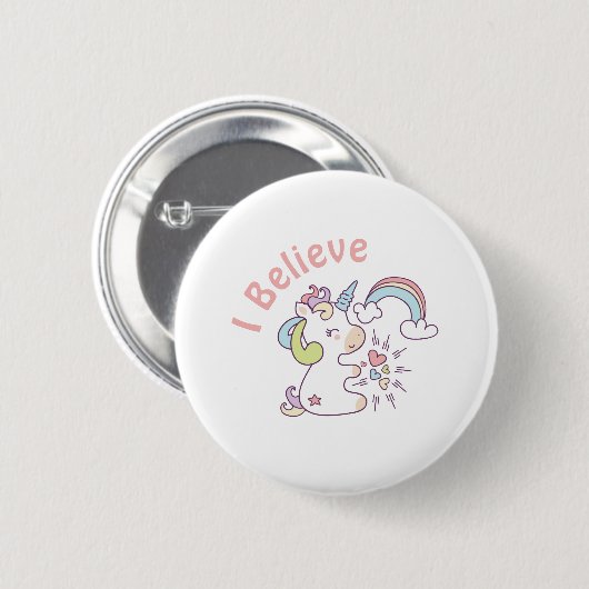 Badge Rond 5 Cm Cute Unicorn Pastel (Devant & derrière)