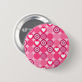 Badge Rond 5 Cm Cute Valentine's Day Coeur rose et Motif de fleurs (Devant & derrière)