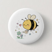 Badge Rond 5 Cm Cute Waggle Dance  Kawaii Bee Caregivers (Devant)