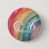 Badge Rond 5 Cm Cute Watercolor Personalized Rainbow (Devant)