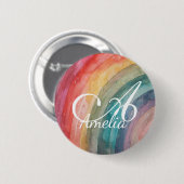 Badge Rond 5 Cm Cute Watercolor Personalized Rainbow (Devant & derrière)
