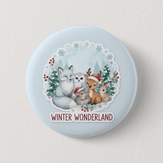 Badge Rond 5 Cm Cute Winter Animals Button Set (Devant)