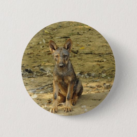 Badge Rond 5 Cm Cute Wolf Cub (Devant)