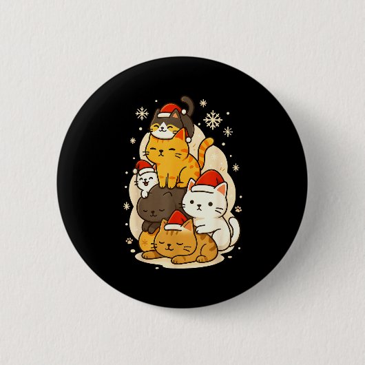 Badge Rond 5 Cm Cute Xmas Kawaii Cats Neko Funny Kitten Lover Anim (Devant)