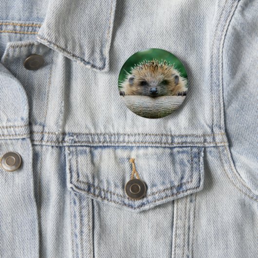 Badge Rond 5 Cm Cutest Baby Animals | Hedgehog Smile (En situation)
