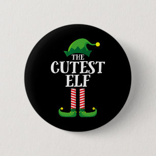 Badge Rond 5 Cm Cutest Elf Matching Family Group Noël Party E