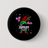 Badge Rond 5 Cm Cutest Gnome Red Buffalo Plaid Matching Family Chr (Devant)