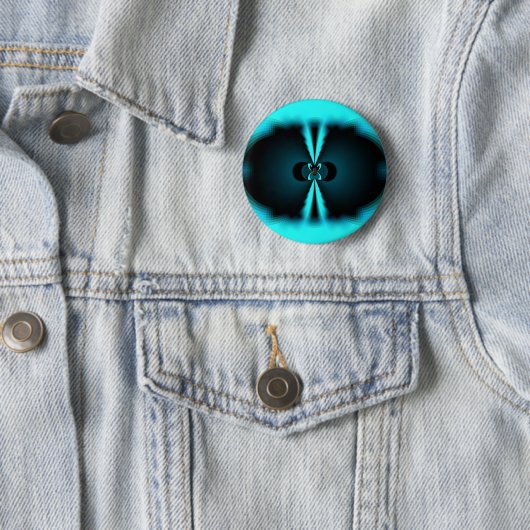 Badge Rond 5 Cm Cyan et Black Abstrait Art Print (En situation)