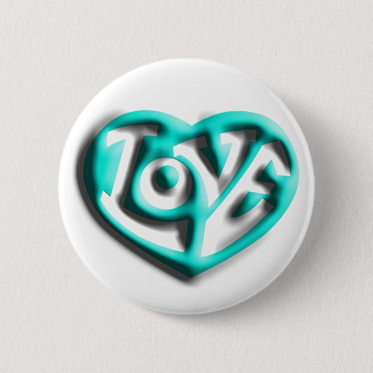 Badge Rond 5 Cm Cyan Hippie Love Heart (Devant)