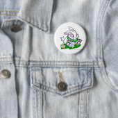 Badge Rond 5 Cm Cybunny vert emballant par des neggs (En situation)