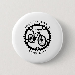 Badge Rond 5 Cm Cycliste de montagne de 10 ans en vélo cyclisme 10
