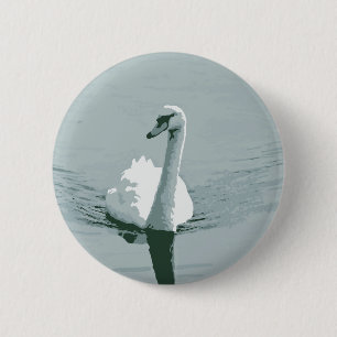 Badge Rond 5 Cm Cygne