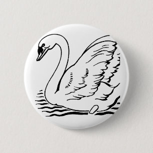 Badge Rond 5 Cm Cygne gracieux