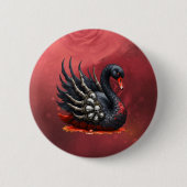 Badge Rond 5 Cm Cygne noir d'os – Élégance gothique (Devant)