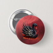 Badge Rond 5 Cm Cygne noir d'os – Élégance gothique (Devant & derrière)