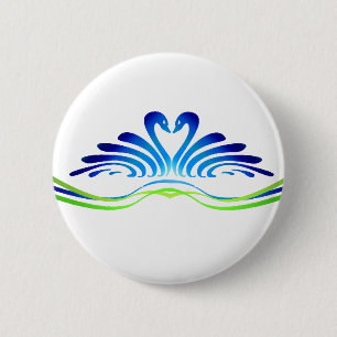 Badge Rond 5 Cm CYGNES et COEUR MODERNES par SHARON SHARPE