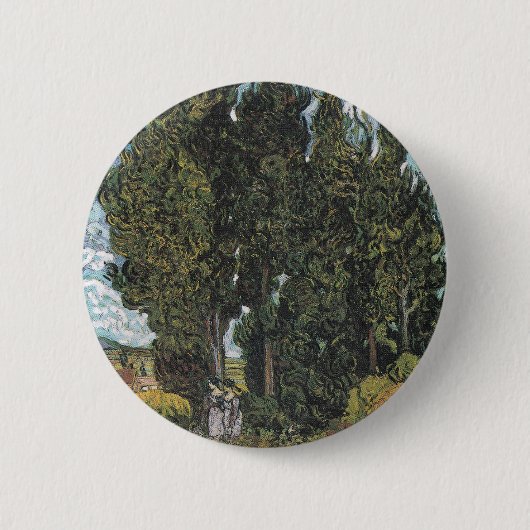 Badge Rond 5 Cm Cypress Trees par Van Gogh (Devant)