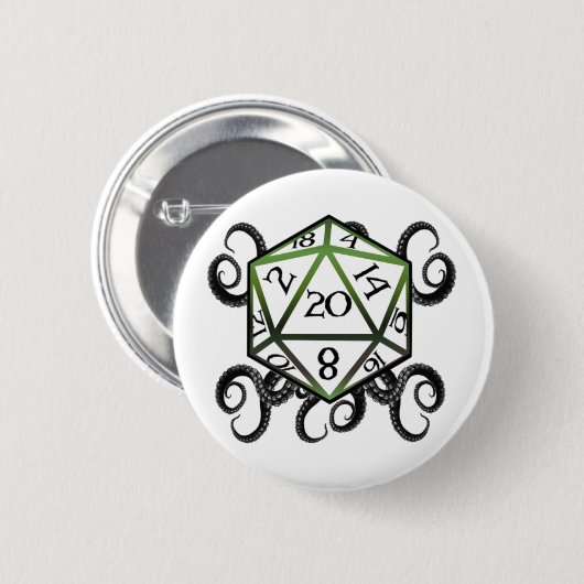 Badge Rond 5 Cm D20 of Cthulhu (Devant & derrière)