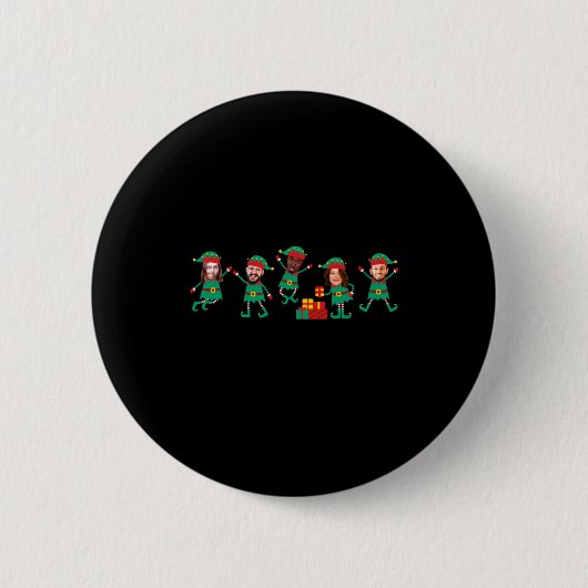 Badge Rond 5 Cm D Funny Face Photo Christmas Elf  (Devant)