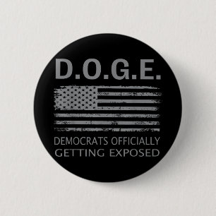 Badge Rond 5 Cm D.o.g.e Doge Démocrates Officiellement Exposés