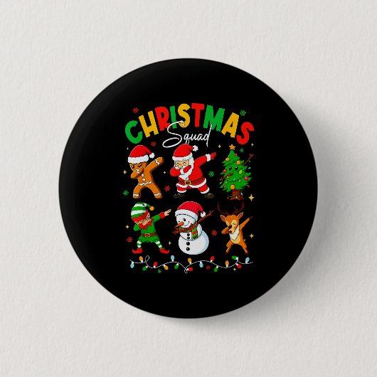 Badge Rond 5 Cm Dabbing Christmas Squad Santa Elf Family Matching (Devant)