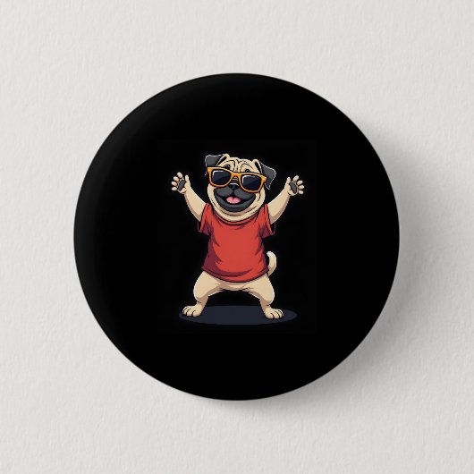 Badge Rond 5 Cm Dabbing Dabbing Dab Carlin Chien Animaux Danse Ani (Devant)