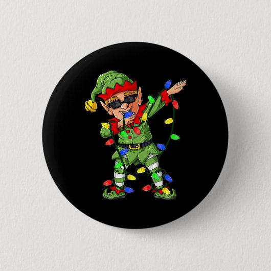 Badge Rond 5 Cm Dabbing Elf Claus Christmas Tree Lights Garçons En (Devant)