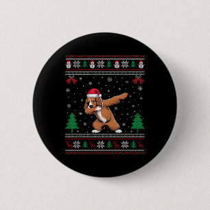 Badge Rond 5 Cm Dabbing Er Spaniel Chien Santa Hat Garçons Christ