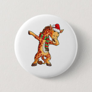 Badge Rond 5 Cm Dabbing Giraffe Père Noël T Shirt Christmas Kids B