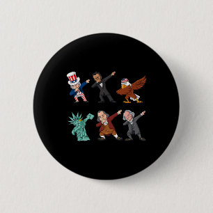 Badge Rond 5 Cm Dabbing Oncle Sam Et Amis 4 juillet Garçons Gir
