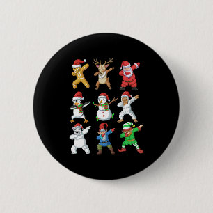Badge Rond 5 Cm Dabbing Père Noël Elf Friends Noël