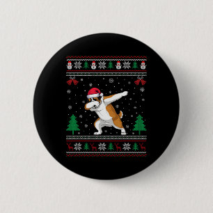 Badge Rond 5 Cm Dabbing Saint Bernard Chien Santa Hat Garçons Fill