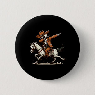 Badge Rond 5 Cm Dabbing Skeleton Cowboy Costume d'Halloween Enfant