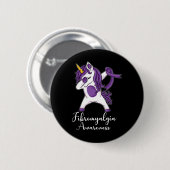 Badge Rond 5 Cm Dabbing Unicorn Purple Ribbon Fibromyalgie (Devant & derrière)