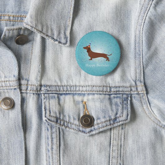 Badge Rond 5 Cm Dachshund - Bonne conception d'anniversaire (En situation)