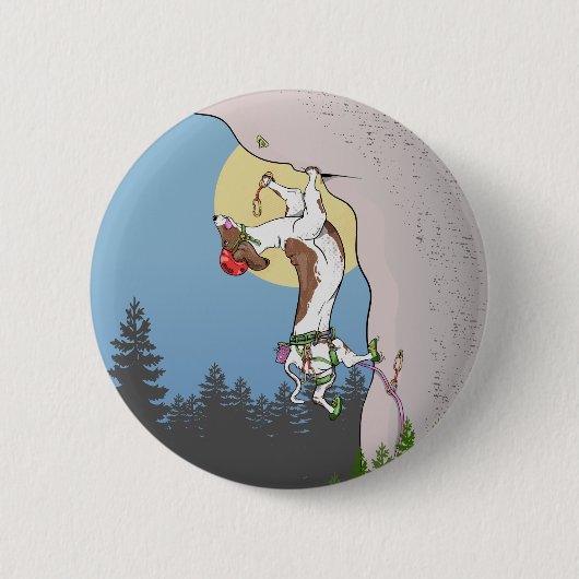 Badge Rond 5 Cm Dachshund chien escalade de roche (Devant)